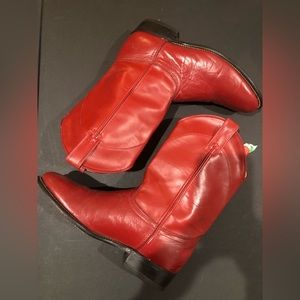 Laredo leather western boots, red, GUC